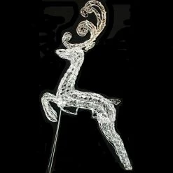 The Christmas Palace OVERSIZED DECOR 4 FT JUMPING CRYSTAL COOL WHITE REINDEER