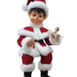 The Christmas Palace 4 FT BOY ELF WITH SANTA CLOTHES ANIMATED INDOOR OVERSIZED DECOR