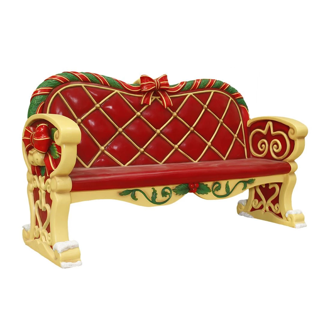 The Christmas Palace 7 FT X 4 FT SANTA BENCH WITH BOW OVERSIZED DECOR 1 The Christmas Palace 7 FT X 4 FT SANTA BENCH WITH BOW OVERSIZED DECOR