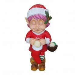 The Christmas Palace 3 FT KNITTING GIRL ELF OVERSIZED DECOR
