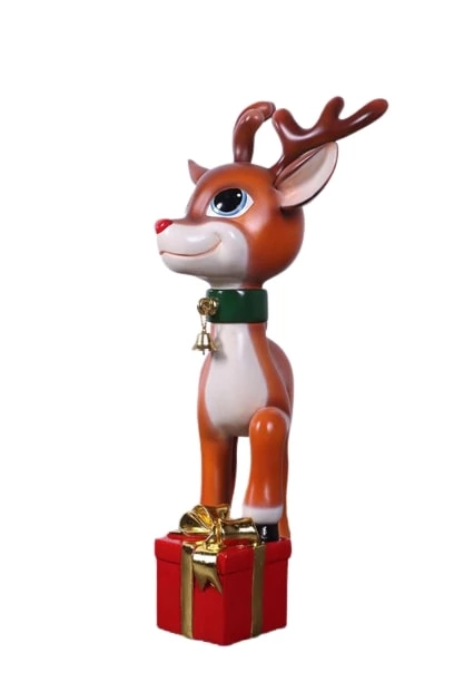 The Christmas Palace 3 FT CUTE REINDEER WITH GIFT OVERSIZED DECOR 3 The Christmas Palace 3 FT CUTE REINDEER WITH GIFT OVERSIZED DECOR