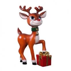 The Christmas Palace 3 FT CUTE REINDEER WITH GIFT OVERSIZED DECOR
