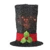 The Christmas Palace Hats & Boxes 10" LIGHTED BLACK TINSEL SNOWMAN TOP HAT