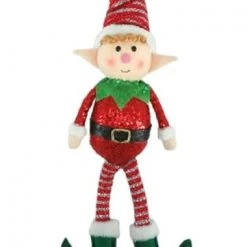 The Christmas Palace 22" RED & GREEN ELF ORNAMENT SET OF 2 Elves