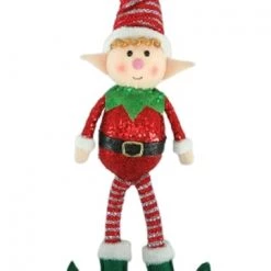 The Christmas Palace 22" RED & GREEN ELF ORNAMENT SET OF 2 Elves