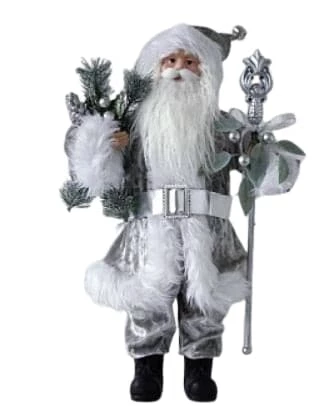 The Christmas Palace 18" SILVER SANTA STANDING WITH GIFT BAG Santas 1 The Christmas Palace 18" SILVER SANTA STANDING WITH GIFT BAG Santas