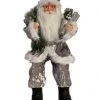 The Christmas Palace 2 FT SILVER SANTA SITTING WITH HIS GIFT BAG Santas