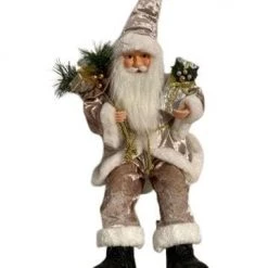 The Christmas Palace 2 FT GOLD SANTA SITTING WITH HIS GIFT BAG Santas
