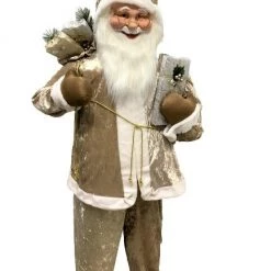 The Christmas Palace 5 FT GOLD STANDING SANTA WITH BAG Santas