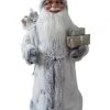 The Christmas Palace 2 FT WHITE & SILVER SNOWFLAKE SANTA WITH GIFTS Santas