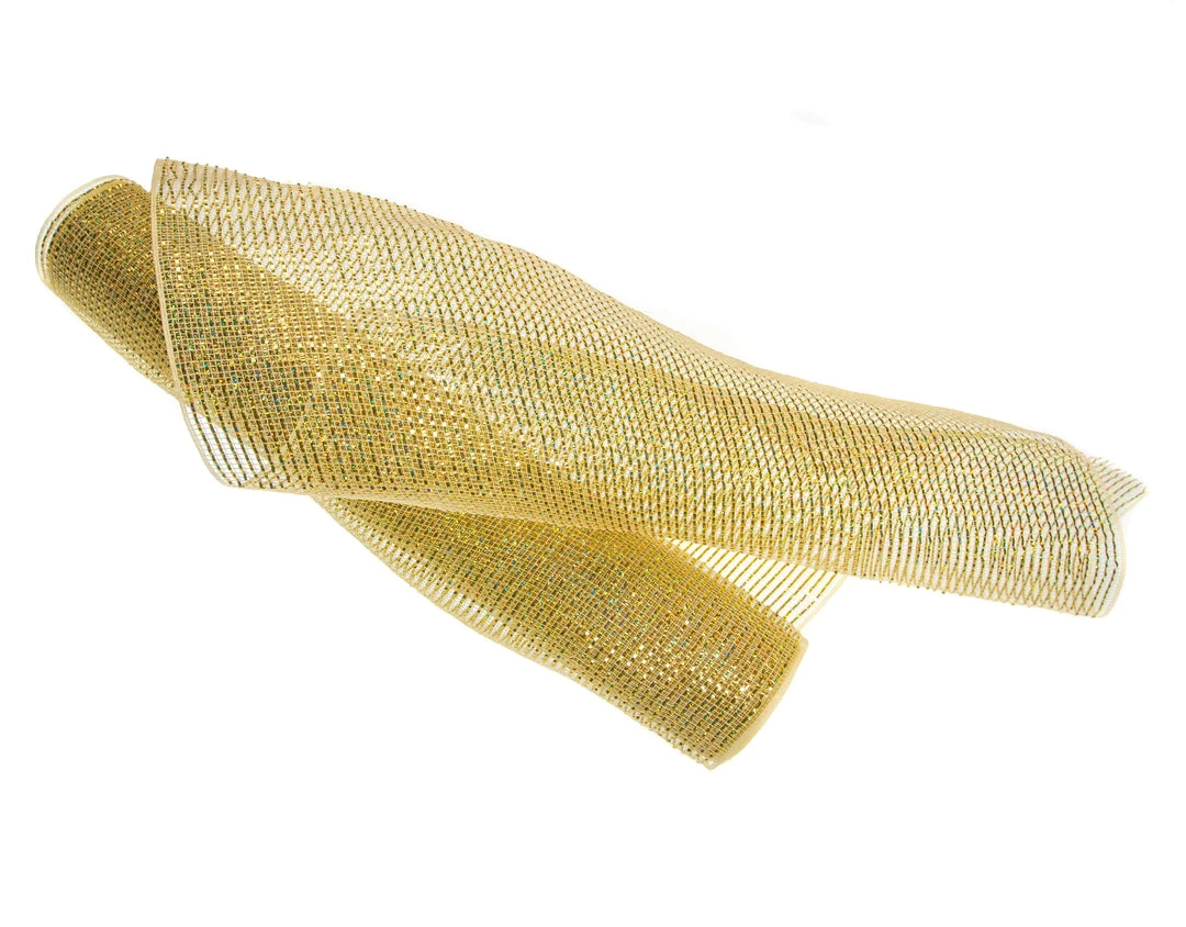 The Christmas Palace Ribbon & Bows 20" X 10 YD IVORY & GOLD METALLIC MESH 1 The Christmas Palace Ribbon & Bows 20" X 10 YD IVORY & GOLD METALLIC MESH