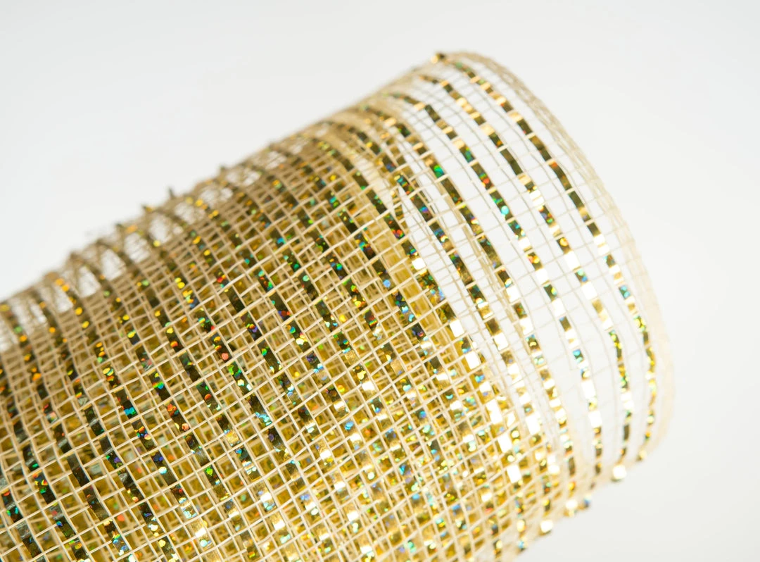 The Christmas Palace Ribbon & Bows 20" X 10 YD IVORY & GOLD METALLIC MESH 2 The Christmas Palace Ribbon & Bows 20" X 10 YD IVORY & GOLD METALLIC MESH