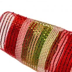 The Christmas Palace 20" X 10 YD RED & GREEN METALLIC MESH Ribbon & Bows