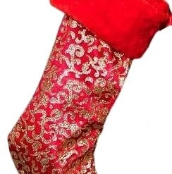 The Christmas Palace Skirts & Stockings 17" RED & GOLD VELVET STOCKING