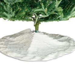 The Christmas Palace 48" WHITE FUZZY TREE SKIRT
