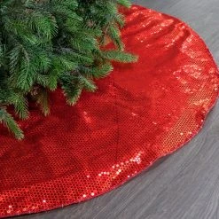 The Christmas Palace 48" RED SEQUIN TREE SKIRT