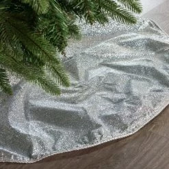 The Christmas Palace 30" SILVER GLITTER TREE SKIRT Skirts & Stockings