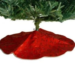 The Christmas Palace Skirts & Stockings 48" RED & GOLD GLITTER LEAVES TREE SKIRT