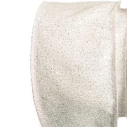 The Christmas Palace 2.5" X 10YD WHITE WITH SILVER GLITTER RIBBON SET OF 3 Ribbon & Bows
