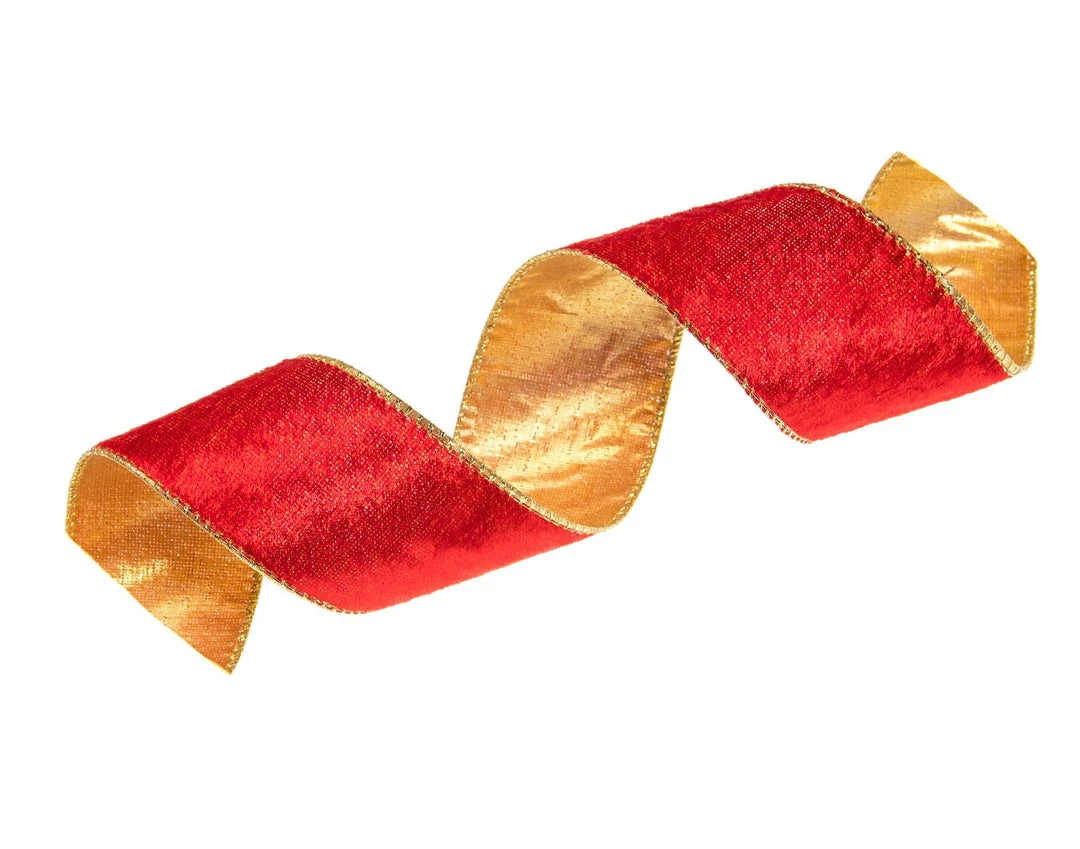The Christmas Palace 2.5" X 10 YD RED RIBBON WITH GOLD BACK SET OF 3 4 The Christmas Palace 2.5" X 10 YD RED RIBBON WITH GOLD BACK SET OF 3