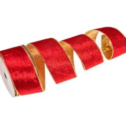The Christmas Palace 2.5" X 10 YD RED RIBBON WITH GOLD BACK SET OF 3