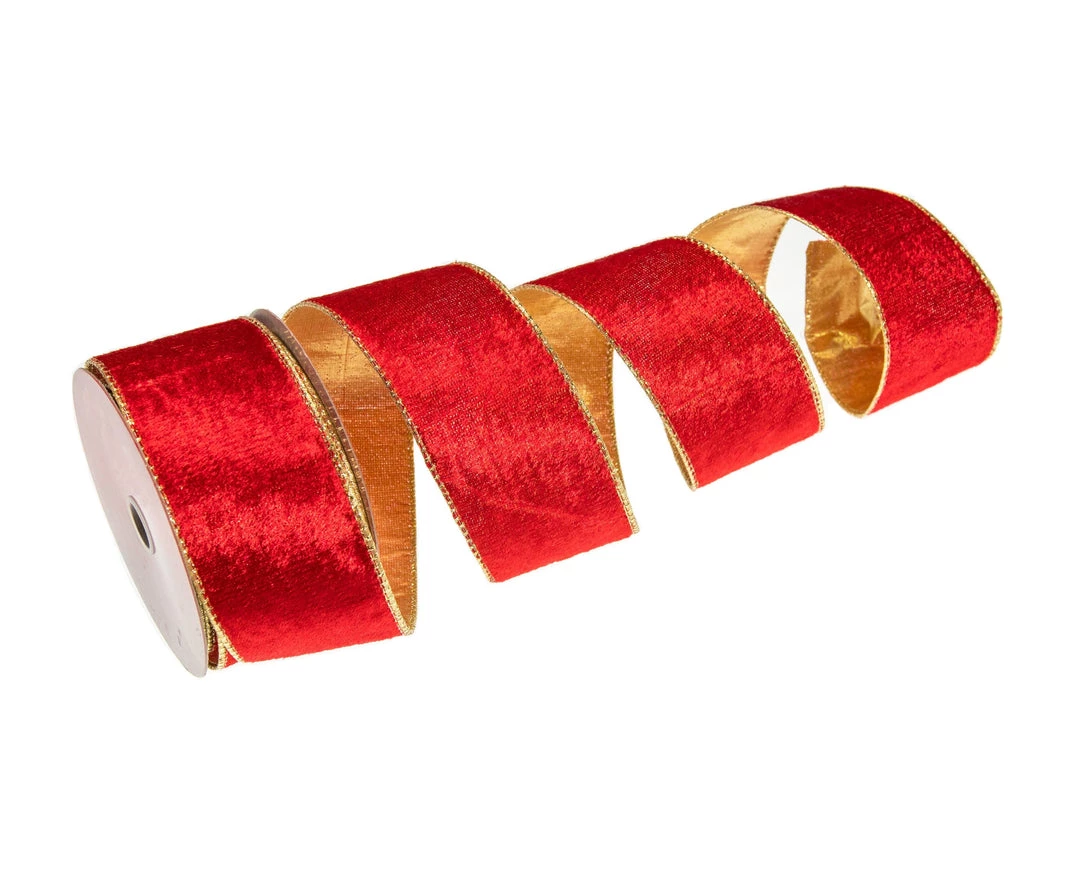 The Christmas Palace 2.5" X 10 YD RED RIBBON WITH GOLD BACK SET OF 3 1 The Christmas Palace 2.5" X 10 YD RED RIBBON WITH GOLD BACK SET OF 3