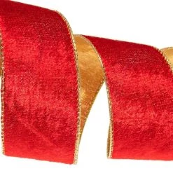 The Christmas Palace 2.5" X 10 YD RED RIBBON WITH GOLD BACK SET OF 3 6 The Christmas Palace 2.5
