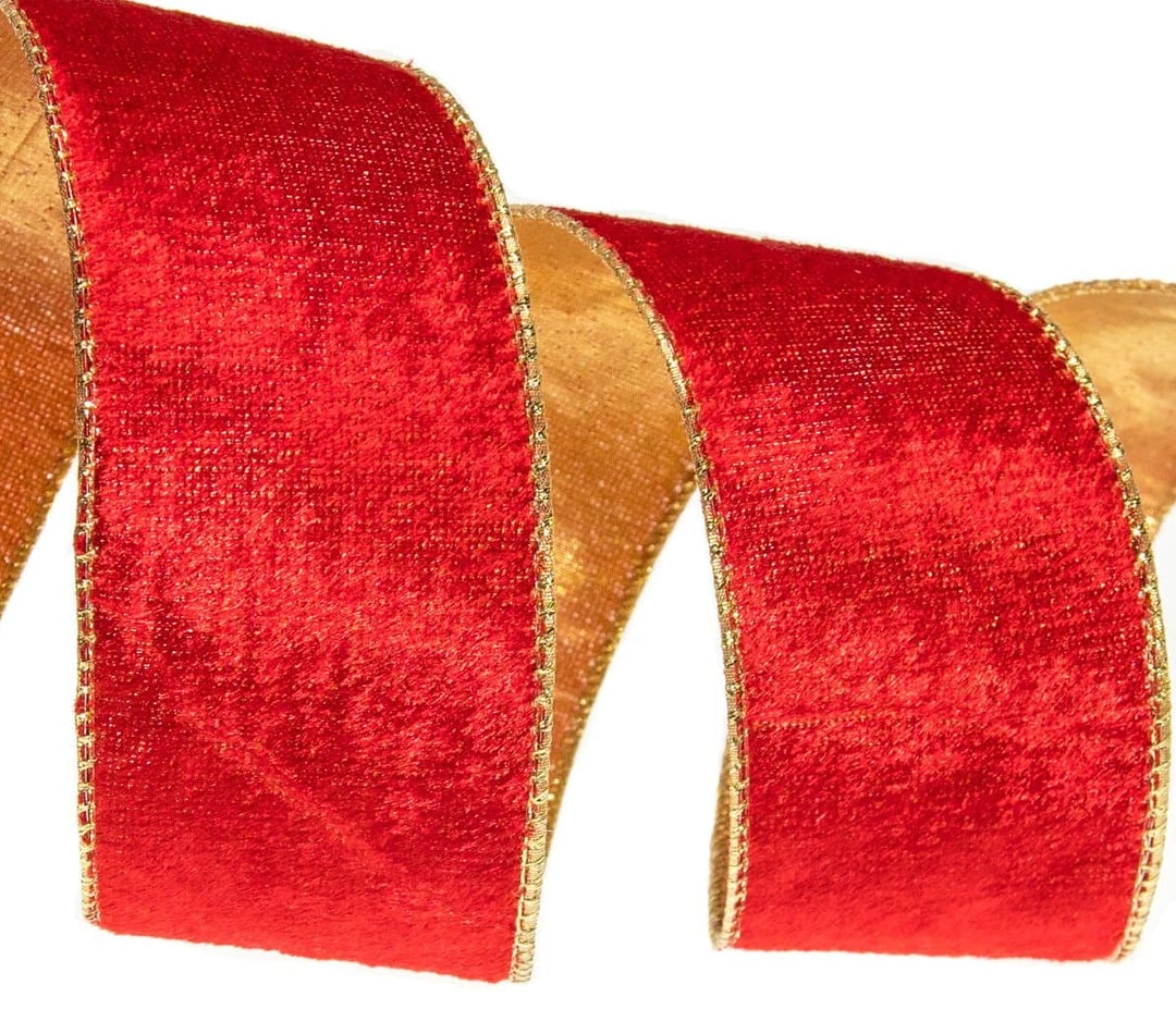 The Christmas Palace 2.5" X 10 YD RED RIBBON WITH GOLD BACK SET OF 3 3 The Christmas Palace 2.5" X 10 YD RED RIBBON WITH GOLD BACK SET OF 3