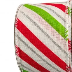 The Christmas Palace 2.5" X 10YD WHITE, RED, & LIME GREEN RIBBON SET OF 3