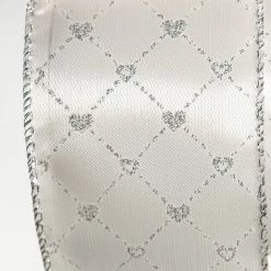 The Christmas Palace 2.5" X 10YD WHITE & SILVER HEARTS RIBBON SET OF 3