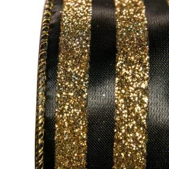 The Christmas Palace Ribbon & Bows 2.5" X 10YD BLACK & GOLD RIBBON SET OF 3