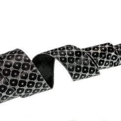 The Christmas Palace 2.5" X 10YD BLACK & SILVER RIBBON SET OF 3 Ribbon & Bows