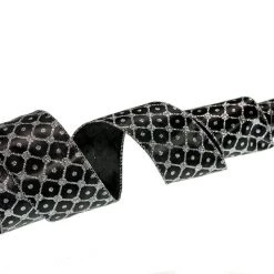 The Christmas Palace 4" X 10YD BLACK & SILVER RIBBON SET OF 3 Ribbon & Bows