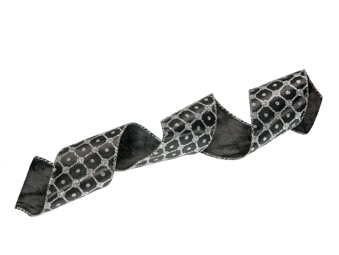 The Christmas Palace 2.5" X 10YD BLACK & SILVER RIBBON SET OF 3 Ribbon & Bows 4 The Christmas Palace 2.5" X 10YD BLACK & SILVER RIBBON SET OF 3 Ribbon & Bows