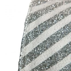 The Christmas Palace 2.5" X 10YD WHITE & SILVER GLITTER STRIPE RIBBON SET OF 3 Ribbon & Bows