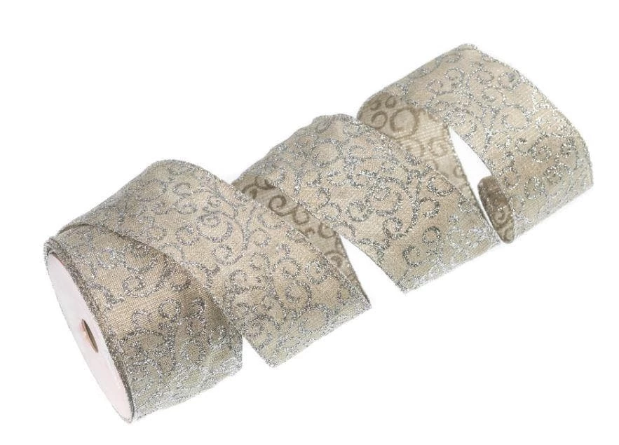 The Christmas Palace Ribbon & Bows 2.5" X 10YD GOLD & SILVER SWIRLS RIBBON SET OF 3 4 The Christmas Palace Ribbon & Bows 2.5" X 10YD GOLD & SILVER SWIRLS RIBBON SET OF 3
