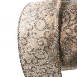 The Christmas Palace Ribbon & Bows 2.5" X 10YD GOLD & SILVER SWIRLS RIBBON SET OF 3 6 The Christmas Palace Ribbon & Bows 2.5