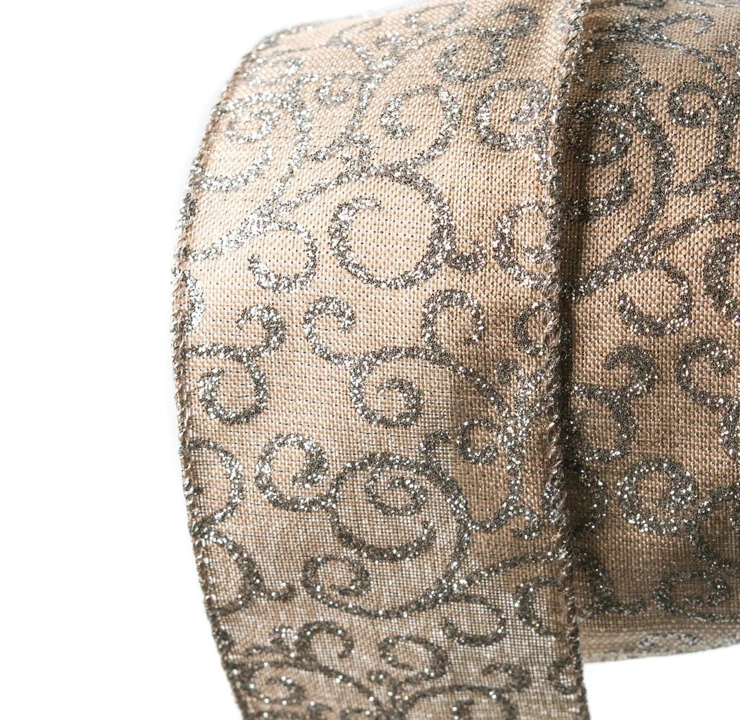 The Christmas Palace Ribbon & Bows 2.5" X 10YD GOLD & SILVER SWIRLS RIBBON SET OF 3 3 The Christmas Palace Ribbon & Bows 2.5" X 10YD GOLD & SILVER SWIRLS RIBBON SET OF 3