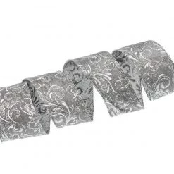 The Christmas Palace 2.5" X 10YD PEWTER & SILVER RIBBON SET OF 3 Ribbon & Bows