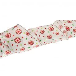 The Christmas Palace Ribbon & Bows 4" X 10YD WHITE, RED, & GREEN SNOWFLAKE RIBBON SET OF 3