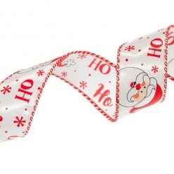 The Christmas Palace Ribbon & Bows 1.5" X 10YD WHITE & RED SANTA HO-HO-HO RIBBON SET OF 3 6 The Christmas Palace Ribbon & Bows 1.5