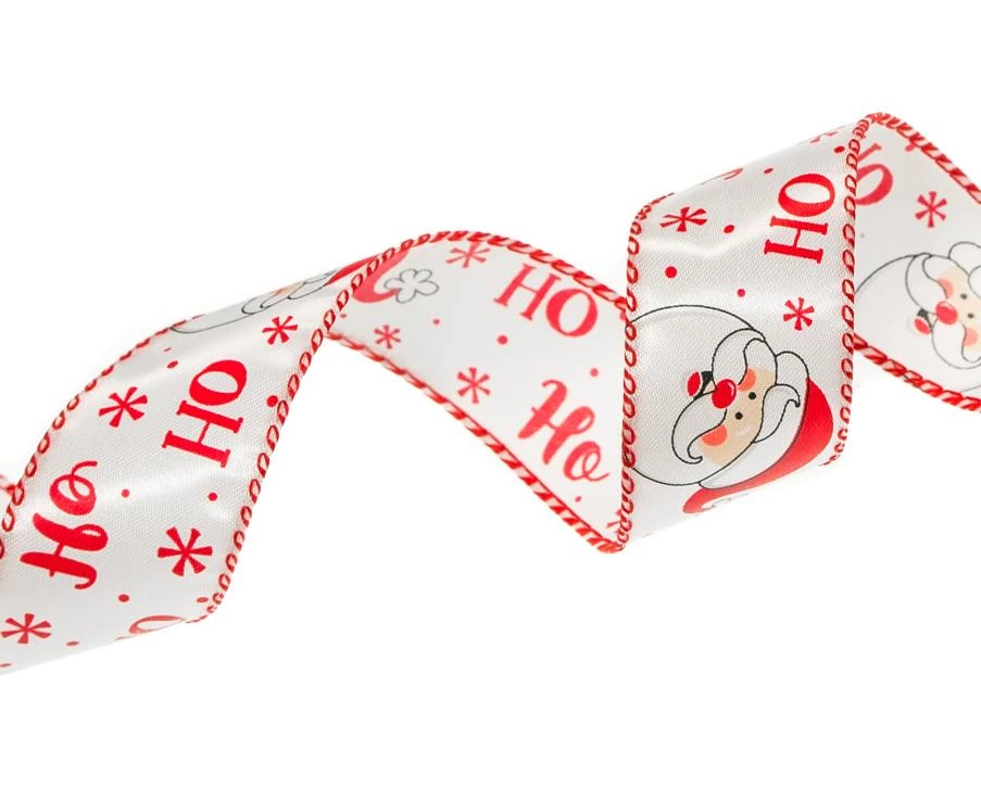 The Christmas Palace Ribbon & Bows 1.5" X 10YD WHITE & RED SANTA HO-HO-HO RIBBON SET OF 3 3 The Christmas Palace Ribbon & Bows 1.5" X 10YD WHITE & RED SANTA HO-HO-HO RIBBON SET OF 3