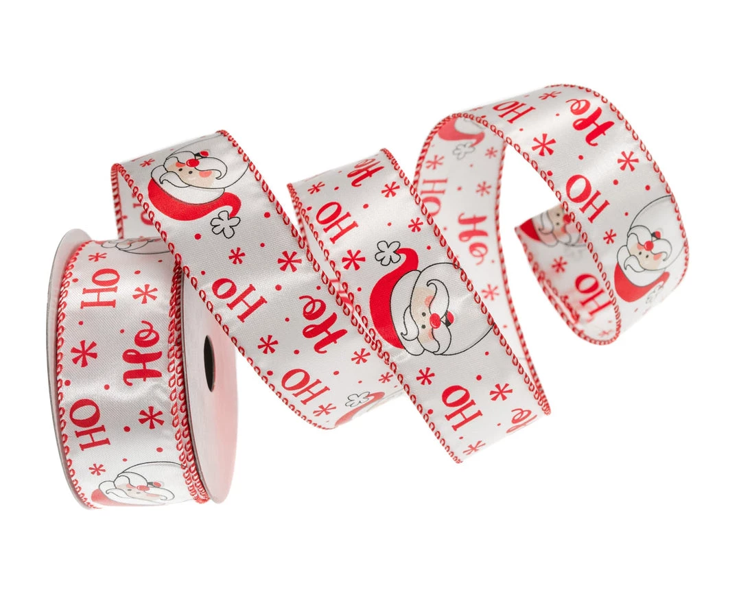 The Christmas Palace Ribbon & Bows 1.5" X 10YD WHITE & RED SANTA HO-HO-HO RIBBON SET OF 3 1 The Christmas Palace Ribbon & Bows 1.5" X 10YD WHITE & RED SANTA HO-HO-HO RIBBON SET OF 3