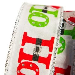 The Christmas Palace 1.5" X 10YD WHITE, RED, & GREEN HO-HO-HO RIBBON SET OF 3 Ribbon & Bows