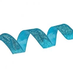 The Christmas Palace 1.5" X 10YD TURQUOISE GLITTER RIBBON SET OF 3 5 The Christmas Palace 1.5