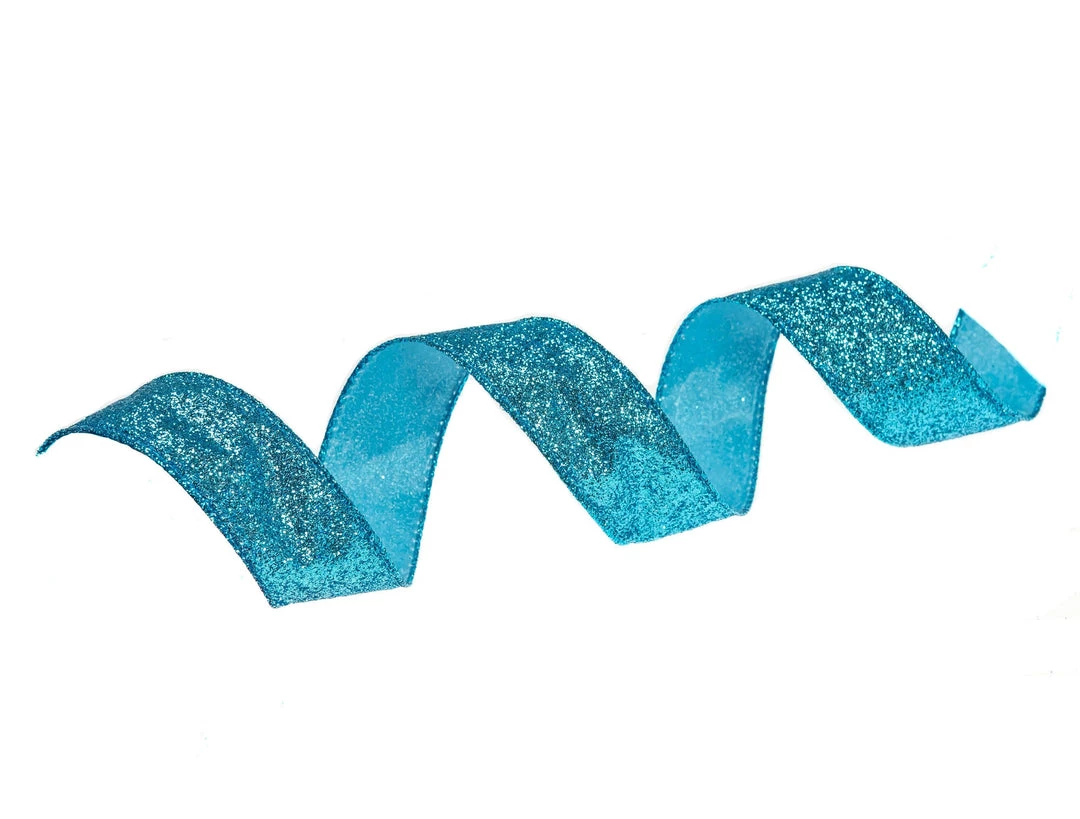 The Christmas Palace 1.5" X 10YD TURQUOISE GLITTER RIBBON SET OF 3 3 The Christmas Palace 1.5" X 10YD TURQUOISE GLITTER RIBBON SET OF 3