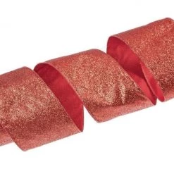 The Christmas Palace 4" X 10YD RED GLITTER RIBBON SET OF 3