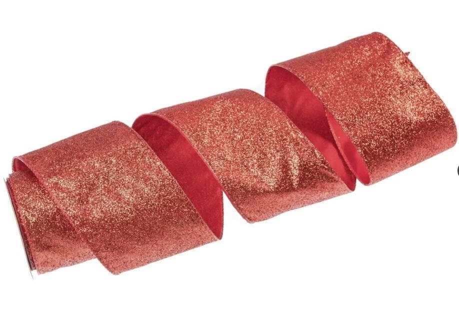 The Christmas Palace 4" X 10YD RED GLITTER RIBBON SET OF 3 1 The Christmas Palace 4" X 10YD RED GLITTER RIBBON SET OF 3