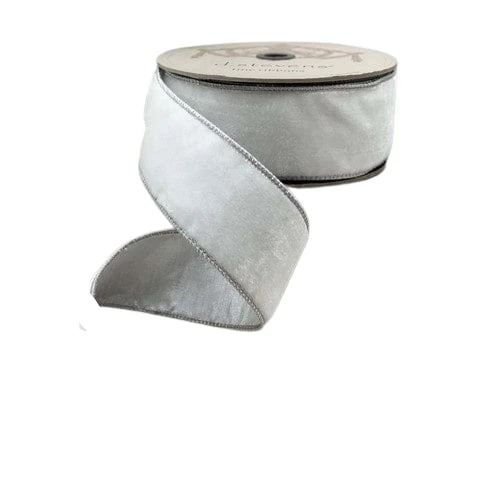 The Christmas Palace 2.5" X 10YD WHITE LUSH VELVET METALLIC SILVER BACK RIBBON Ribbon & Bows 1 The Christmas Palace 2.5" X 10YD WHITE LUSH VELVET METALLIC SILVER BACK RIBBON Ribbon & Bows
