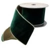The Christmas Palace Ribbon & Bows 4" X 10YD EMERALD LUSH VELVET METALLIC LIGHT GOLD BACK RIBBON